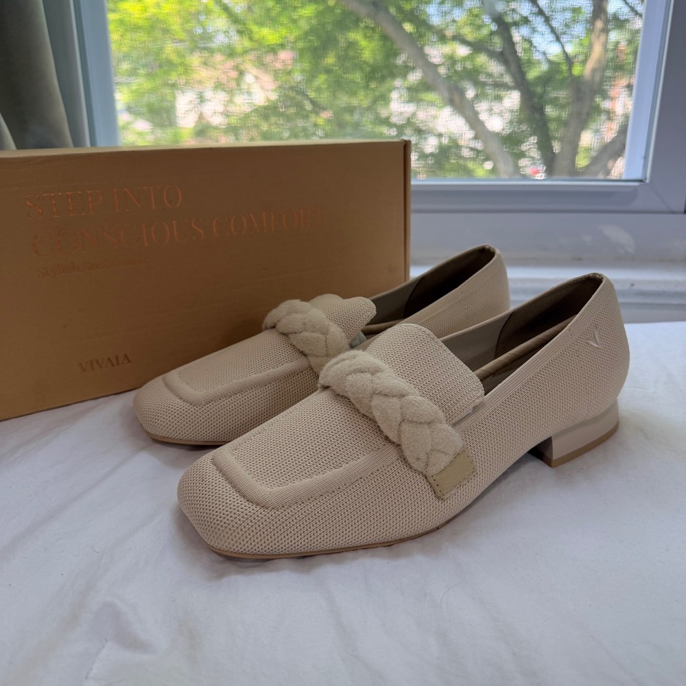 VIVAIA Wool Loafer Cream Beige Knit Flats - Size EU 39 / US 8 / NWT - Picture 2 of 7